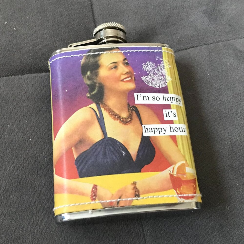 Anne Taintor Stainless Steel Bar Flask I'm So Happy It's Happy Hour